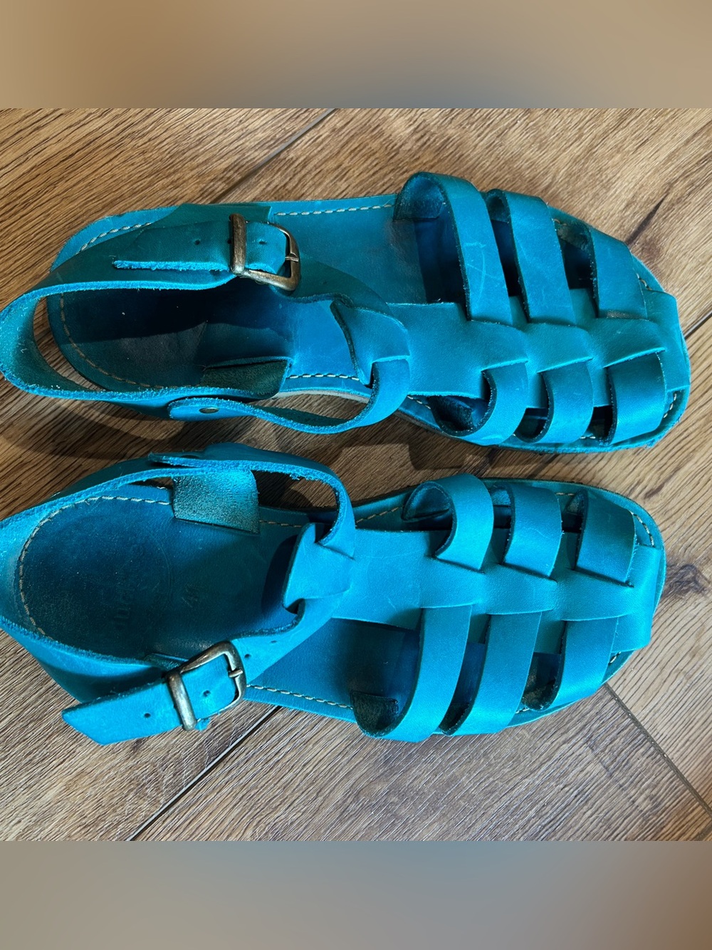 Duckfeet Ringkobing Leather Sandals, aqua blue, size 41